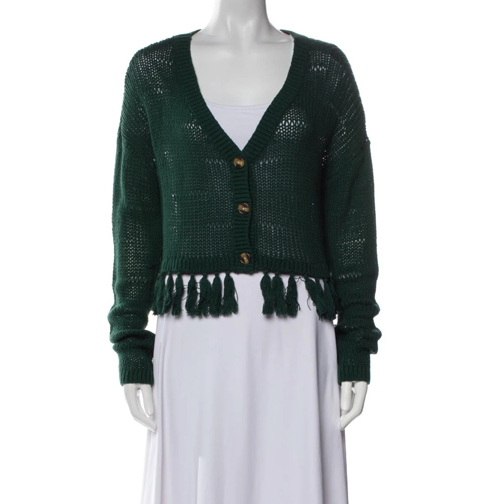 TULAROSA - Fringe Cardigan - Forest green - size M